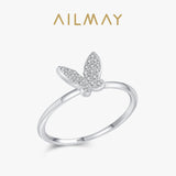 Butterfly Animal Sterling Silver Elegant Luxury AAAA Lab Created Diamonds Ring