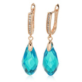 Stunning 14K Gold Filled Luxury AAA Zircon Green Blue Crystal Earrings