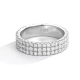 Stunning Full Real Three Row 18k White Gold Plated Moissanite Diamonds Eternity Rings -  Silver Rings Fine Jewellery