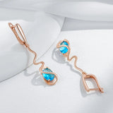 Romantic 14K Gold Filled Blue AAA Zircon Crystals Luxury Dangle Earrings