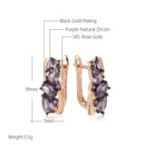 Unique Luxury 14K Rolled Rose Gold AAA Purple Zircon Crystals Earrings For Women - Fine Jewellery