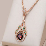 Vintage Design 14K Filled Rose Gold AAA Zircon Crystal Pendant And Necklace - Ethnic Style Fine Jewellery