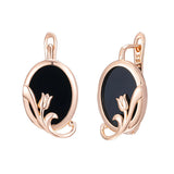 14 Karat Gold Filled Retro Oval Black Stone Women's Earrings Ethnic Jewellery