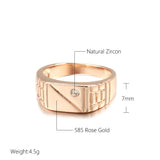 14K Rolled Gold Minimalist Belt Shape AAA Zircon Diamond Large Size Fashion Ring