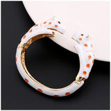 Unique Design Double Leopards Sweet Colorful Cuff Bracelet for Women Girls Gold Plated Fashion Bangle Jewelry Gift