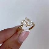 New Design 1.5cttw Toi Et Moi Pear Cut VVS1 D Colour Moissanite Diamond Engagement Ring