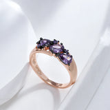 Luxury Purple AAA Zircon Crystals 14K Gold Filled Ring Vintage Fine Jewellery
