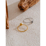 18K Gold Plated Popular Stainless Steel Metal Cast Small Flower Fashion Ring