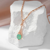 Amazing 14K Filled Rose Gold Shiny Green AAA Zircon Luxury Pendant Necklace For Women - Fine Jewellery