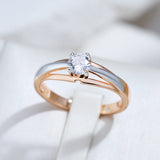 14K Gold Filled 2 tone Mix AAA Zircon Diamond Setting Solitaire Design Luxury Ring