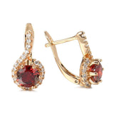 Luxury Rolled 14K Rose Gold Full White and Round Red AAA Zircon Women's lock Earrings Personality Jewellery