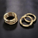 New Gold Silver Colour Chunky Bamboo Bracelets For Women - Stack Layered Curved Tube Stretch Modern Jewellery