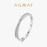 Delicate Interwoven AAAA Lab Created Diamond 925 Sterling Silver Fine Rings