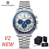 Luxury Chronograph AR Sapphire Mirror Ceramic Bezel New Moon Men's Quartz Watches