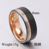 Black Tricolor Tungsten Steel Carbide  6/8mm Engagement Wedding Rings for Men Women