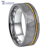 Guitar String Ring Silver Hammer 8MM Men Women Tungsten Carbide Wedding Ring