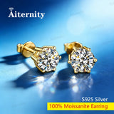 Dazzling 0.3CT 0.5CT 2CT Silver Square Round Moissanite Diamonds Stud Earrings