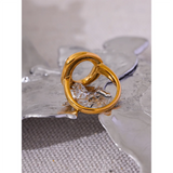 18K Gold Plated Creative Stainless Steel Geometric Hollow Golden Minimalist Ring