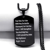 Christian Jesus Cross Necklace - Stainless Steel Fear Not for I Am with You Bible Verse Encourage Jewellery - The Jewellery Supermarket