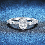 Brilliant VVS1 D Colour 1 carat Oval Cut Moissanite Silver Wedding  Eternity Ring