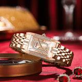 Elegant Luxury Brand Female Wristwatches - Rectangular Zircon Diamonds Steel Waterproof Original Womens Watch