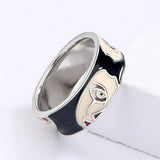 Creative Irregular Half Face Exaggerated Black,White Handmade Enamel Ring