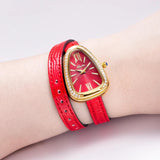 Classic Luxury Top Brand Noble Red Snake Leather Strap Bracelet Quartz Fashion Unique Watches for Woman