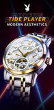 PLAYBOY Luxury Top Brand Fashion Automatic Mechanical Stainless Steel Waterproof Business Men's Watches for Men