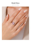 High Quality Sterling Silver Romantic Pink AAAA Lab Created Diamond Enamel Ring
