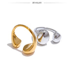 18K Gold Plated Stainless Steel High Quality Minimalist Smooth Fashion Adjustable Ring