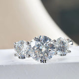 Real 2-4ct D Coluor Round Cut 3 Stone Moissanite Diamond Wedding Engagement Promise Rings 925 Silver Fine Jewellery