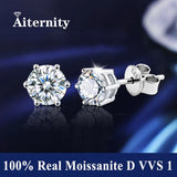 Sparkling 925 Sterling Silver D Colour VVS1 Moissanite Diamonds Snow Stud Earrings