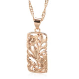 14K Vintage Rolled Gold Hollow Flower Boho Ethnic Pendant Necklace Fashion Daily Jewellery