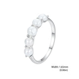 Elegant 925 Silver Pearls Double Layer White Gold P. AAA Zircon Diamond Rings