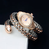 New Quartz Watch - Women Unique Snake Shape Wire Braidedn Bracelet Watches