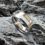 Brushed Polished Design Grooved Beveled Classic 6MM 8MM Tungsten Wedding Rings