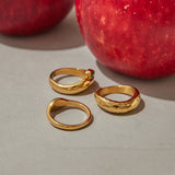 18K Gold ColorStainless Steel  Plated Finger Jewelry Zirconia Setting Creative Stacking Ring