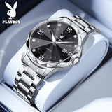 Elegant Fashion Luxury Brand Original Stainless Steel Waterproof Calendar Luminous Quartz New WristWatches