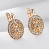 Luxury Retro Filled Rose Gold of 14-Karat Purity AAA Zircon Diamonds Drop Earrings - Ethnic Party Jewellery