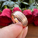 Grooved Stepped Finish 4 Colors 8mm Men Women Tungsten Satin Wedding Rings