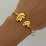 Two Colour 18K Gold Plated Creative Reversible Heart Design Stainless Steel Ring