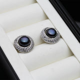 925 Silver Multicolour Natural Pearl AAA Zircon Diamonds Stud Earrings