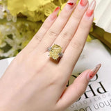 Excellent Luxury Silver Crushed Ice Cut 14CT AAAAA High Carbon Lab Created Sapphire Citrine Gemstone Big Rings - The Jewellery Supermarket
