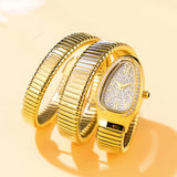Luxury Ladies Snake Shape Quartz Women's Fashion Watches Creative Quartz Unique Bracelet Elegant Jewellery