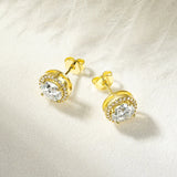 Super 5mm/6.5mm Moissanite Diamonds Halo Stud Earrings for Women Men Fine Jewellery