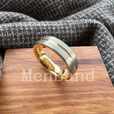 Flat Brushed Polishing Center Groove 6mm Wedding Engagement Gold Tungsten Rings