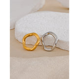 18K Gold Plated High Quality Stainless Steel Twisted Round Simple Daily Ring