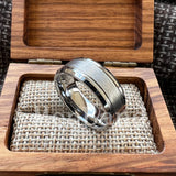 Bevel Edges Satin Finish 8mm Black Tungsten Wedding Rings For Men Women
