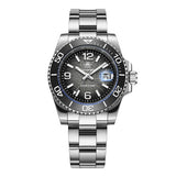 Fashion Blue 41mm AR Coated Waterproof 20Bar Luminous Diving Quartz Steel Watches