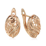 14K Gold Filled Geometric Oval Flower Twist Fashion Gothic Jewellery Retro Earrings